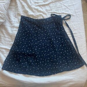 Brandy Melville Navy Floral Wrap Tie Skirt